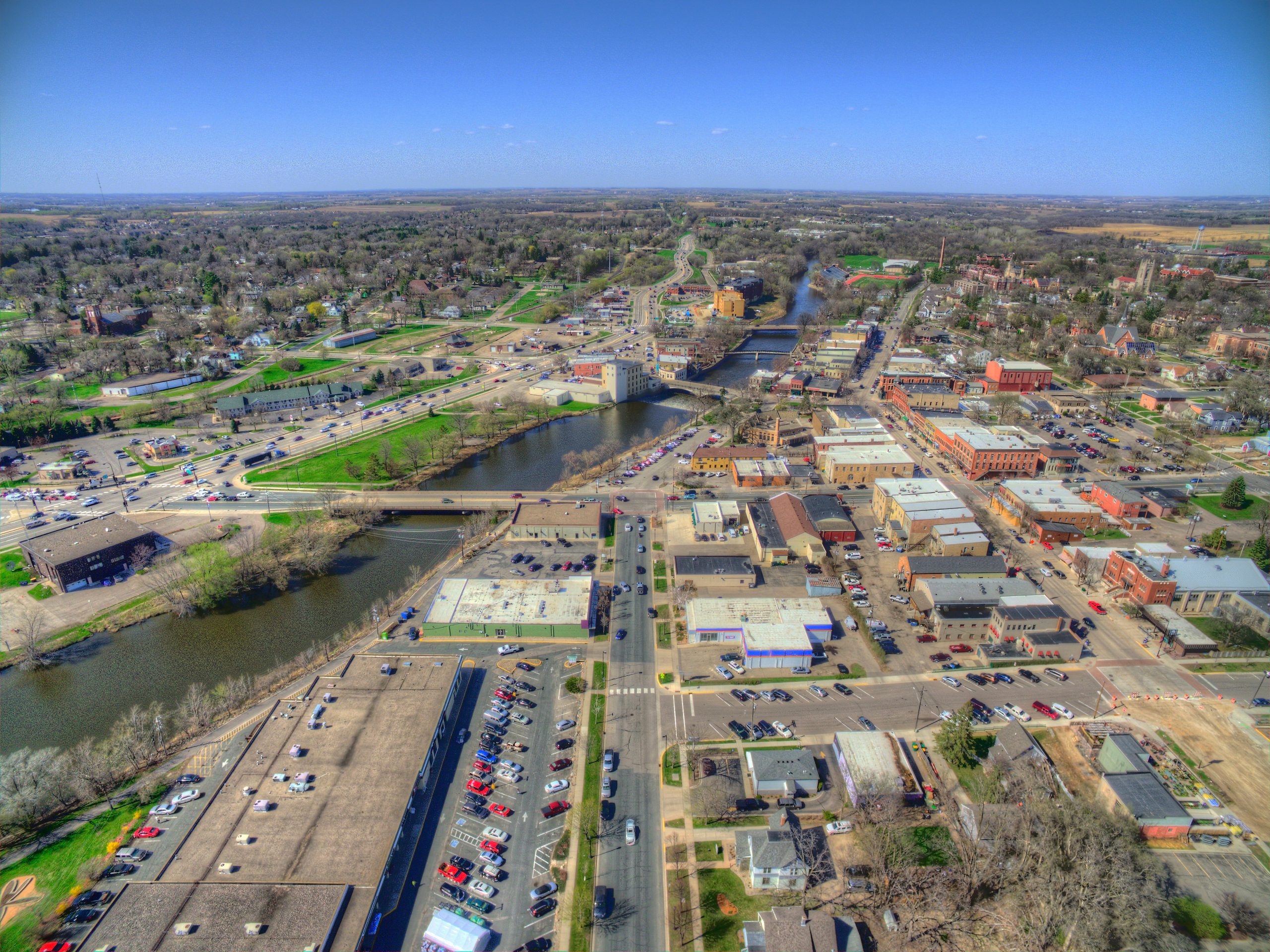 Aerial view of downtown Northfield Minnesota