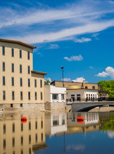 Looking across the Cannon River towards Ames Mill
